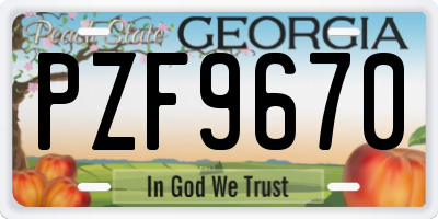 GA license plate PZF9670