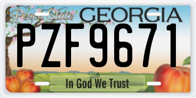 GA license plate PZF9671