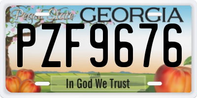 GA license plate PZF9676
