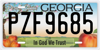 GA license plate PZF9685