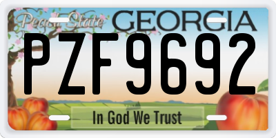 GA license plate PZF9692
