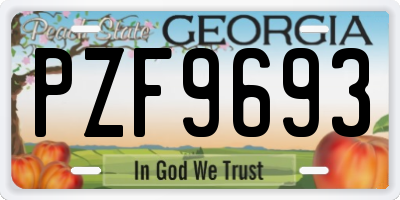 GA license plate PZF9693