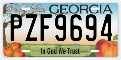 GA license plate PZF9694