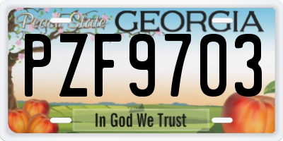 GA license plate PZF9703