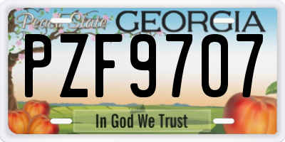 GA license plate PZF9707