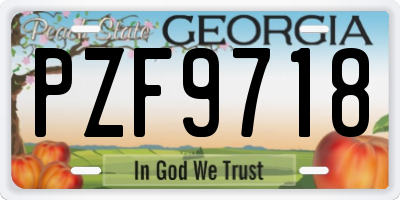 GA license plate PZF9718