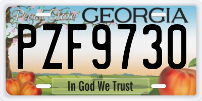 GA license plate PZF9730