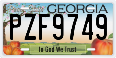 GA license plate PZF9749