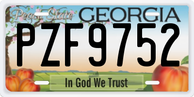 GA license plate PZF9752