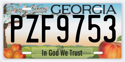 GA license plate PZF9753