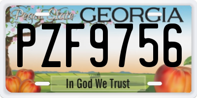 GA license plate PZF9756