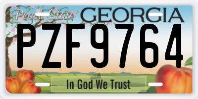 GA license plate PZF9764