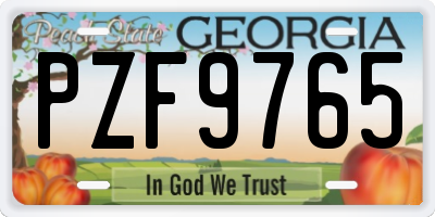 GA license plate PZF9765