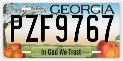 GA license plate PZF9767