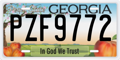 GA license plate PZF9772