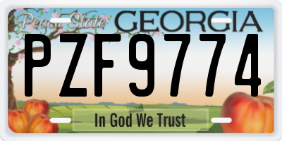 GA license plate PZF9774