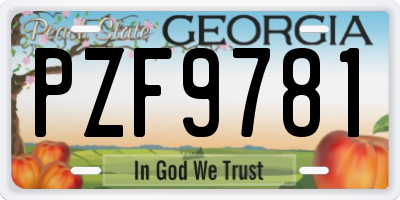 GA license plate PZF9781