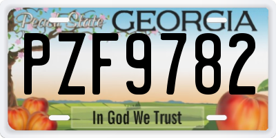 GA license plate PZF9782