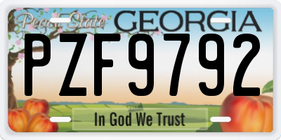 GA license plate PZF9792
