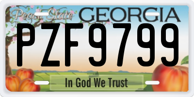 GA license plate PZF9799