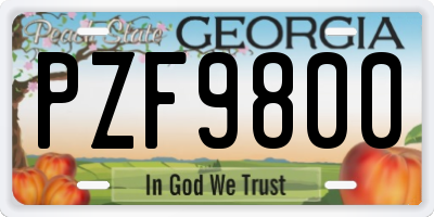 GA license plate PZF9800