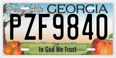 GA license plate PZF9840