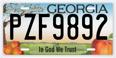GA license plate PZF9892