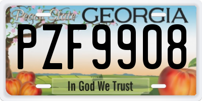 GA license plate PZF9908