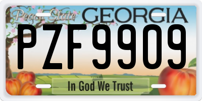 GA license plate PZF9909