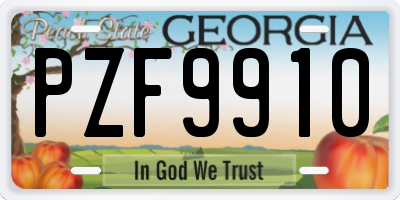 GA license plate PZF9910