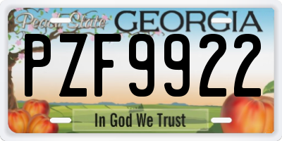 GA license plate PZF9922