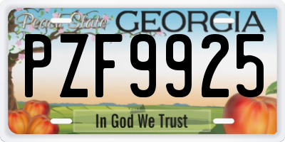 GA license plate PZF9925