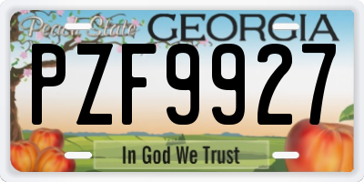 GA license plate PZF9927