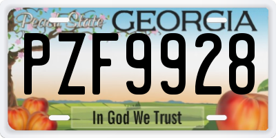 GA license plate PZF9928
