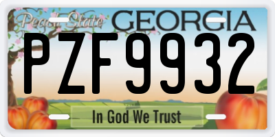 GA license plate PZF9932