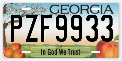 GA license plate PZF9933