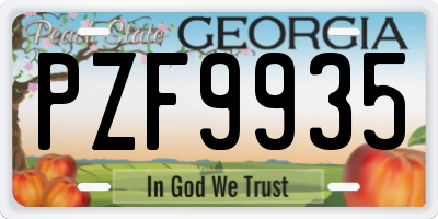 GA license plate PZF9935