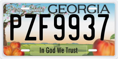 GA license plate PZF9937