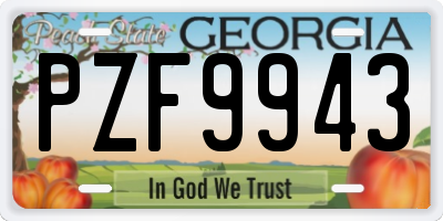 GA license plate PZF9943
