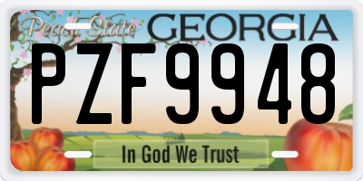 GA license plate PZF9948