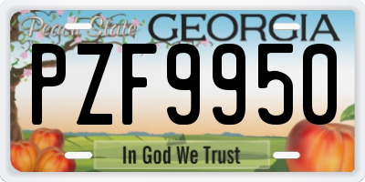 GA license plate PZF9950