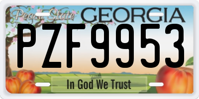 GA license plate PZF9953