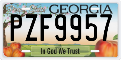 GA license plate PZF9957