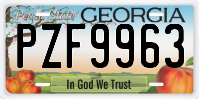 GA license plate PZF9963
