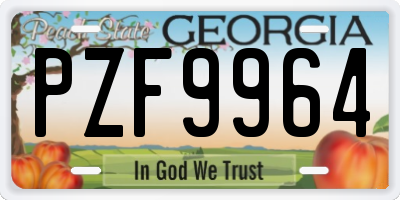 GA license plate PZF9964