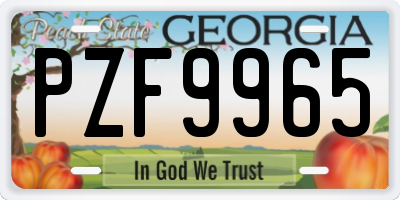 GA license plate PZF9965