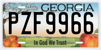 GA license plate PZF9966
