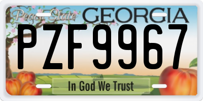 GA license plate PZF9967