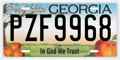 GA license plate PZF9968