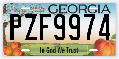 GA license plate PZF9974